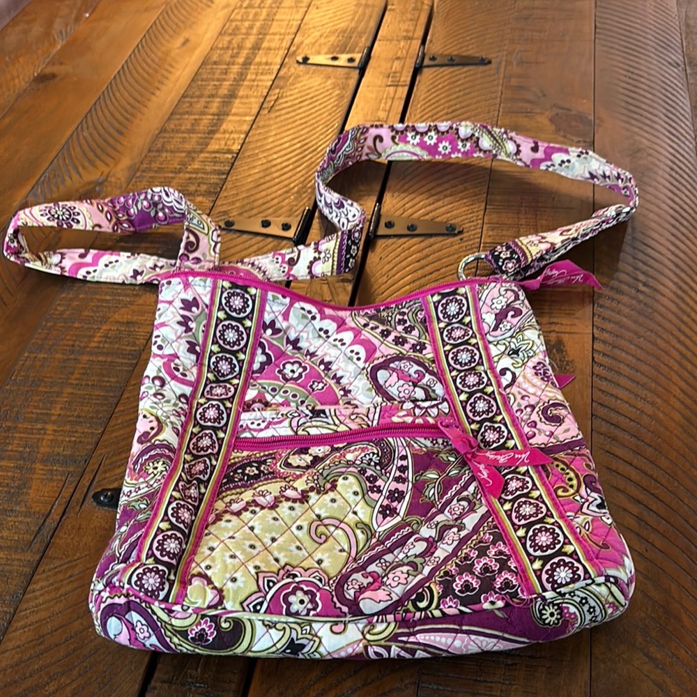 Vera Bradley Pink Paisley Quilted Crossbody in Pink, Cream & Green